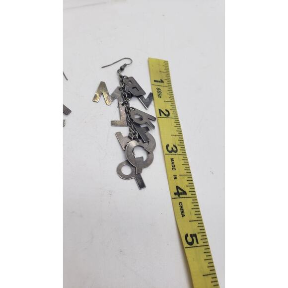 Vintage Earrings Super Long Dangle Letter Charms Spell Words 1970s Create - Picture 3 of 7